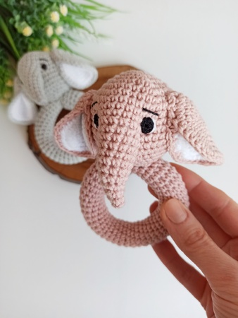 Crochet pattern elephant baby rattle