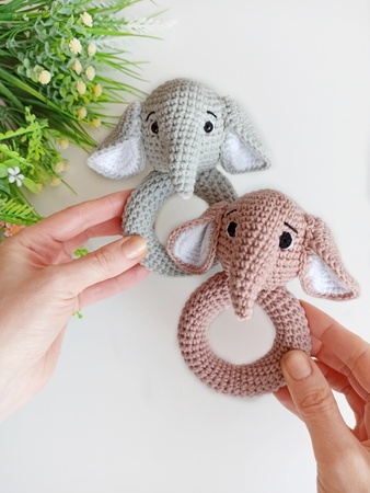 Crochet pattern elephant baby rattle