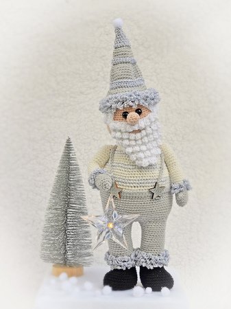 Väterchen Frost 45 cm grau metallic Weihnachtsmann Nikolaus