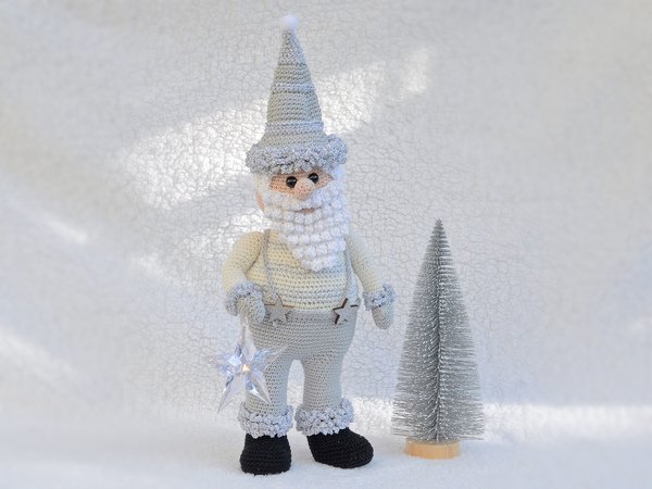 Väterchen Frost 45 cm grau metallic Weihnachtsmann Nikolaus