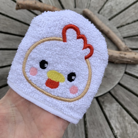 Huhn-Waschlappen Stickdatei  ITH 10x10