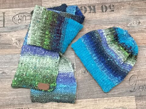 Mützen- und Schal Set Aislyn tunesisch gehäkelt