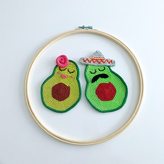 Avocado Coaster, Crochet Applique