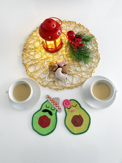 Häkelapplikation/ Tassenuntersetzer AVOCADO