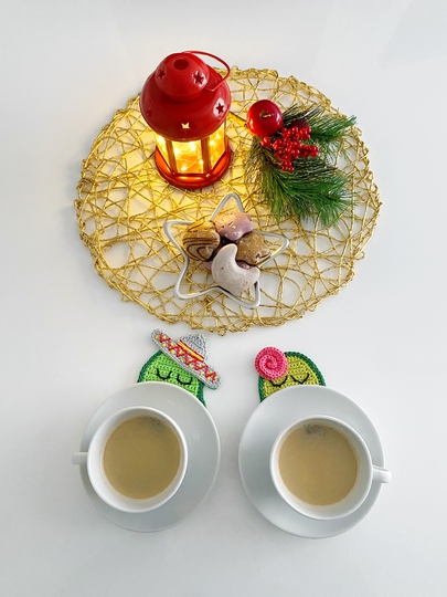 Häkelapplikation/ Tassenuntersetzer AVOCADO