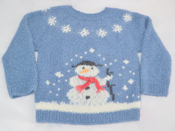 Strickanleitung Kinderpulli * Schneemann * für 2 - ¾ - ⅚ Jahre