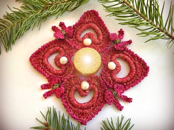 Teelichhalter /Anhänger  mit Herz&amp;Schleife