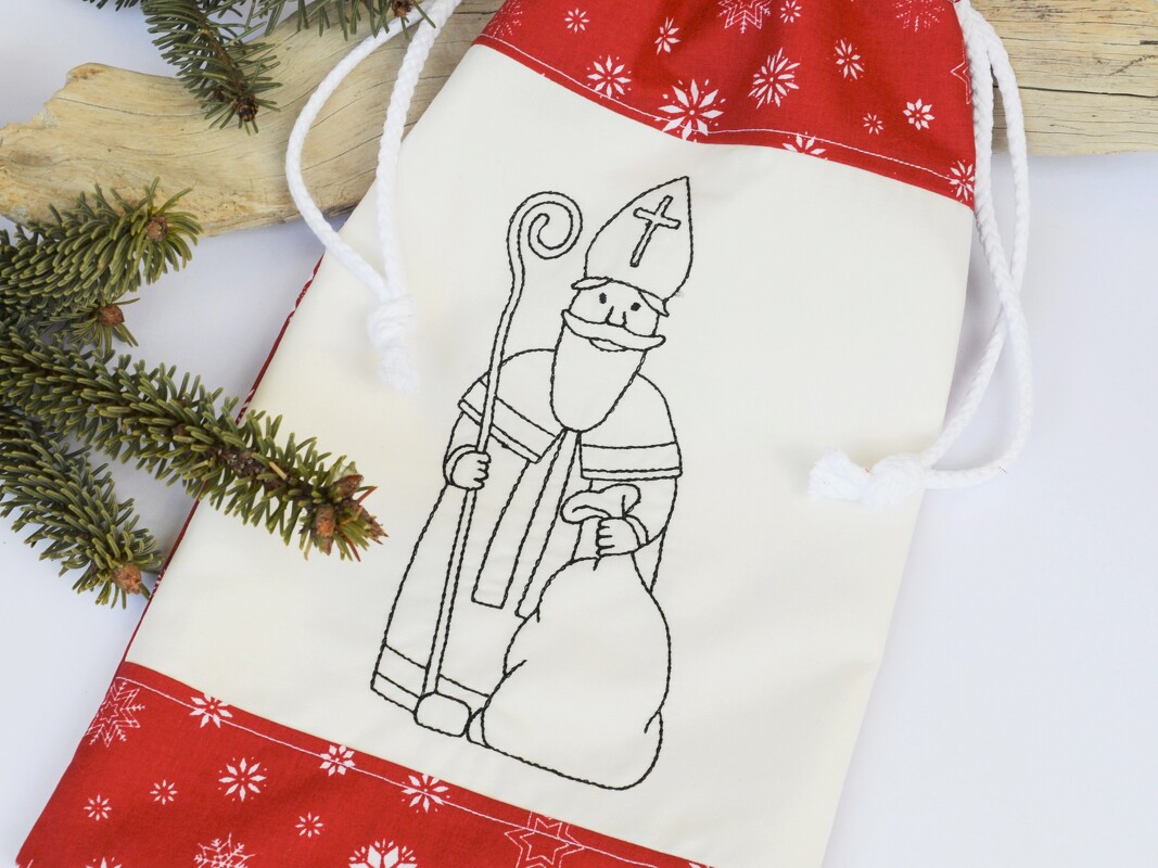 Stickdatei Nikolaus heiliger Nikolaus Redwork SET