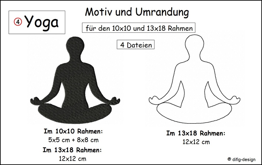 Stickdateien Yoga für den 10x10 und 13x18 Rahmen