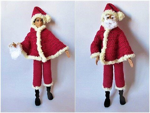 Häkelanleitung Weihnachtsmann-Kostüm für männliche Ankleidepuppen