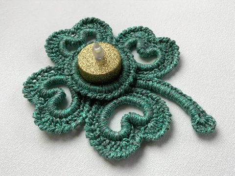 glücklicher Teelichthalter "Glücksklee"