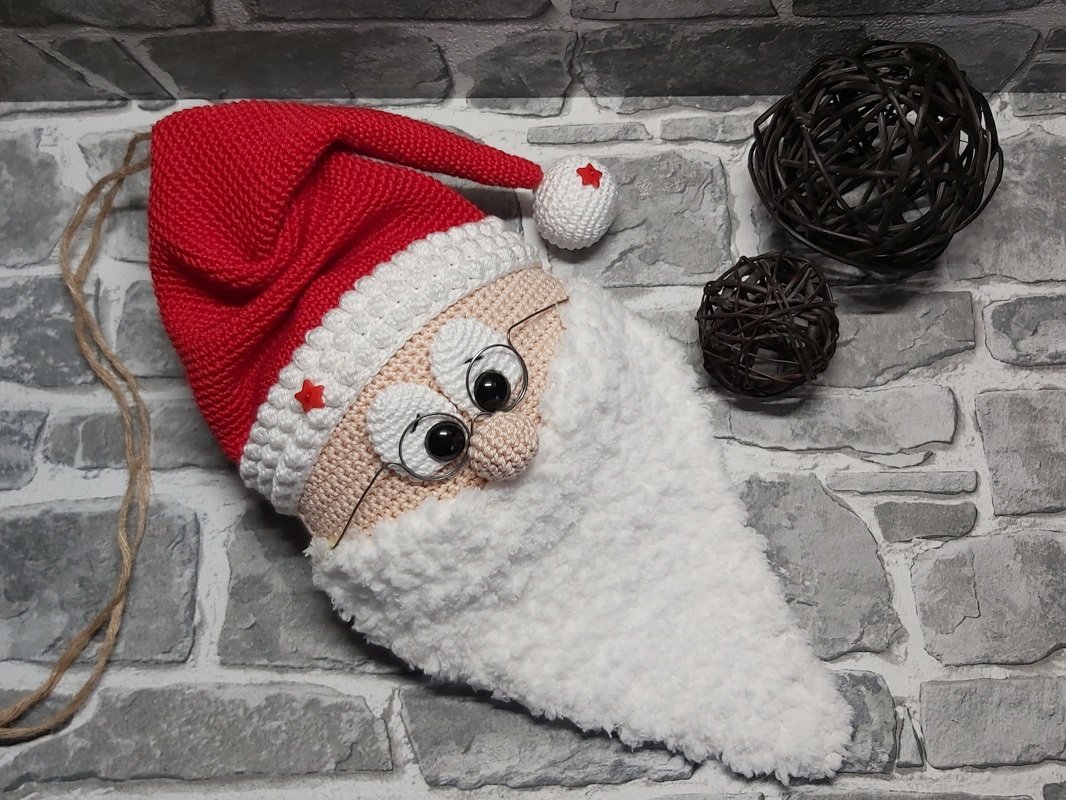 Häkelanleitung "Nikolaus-Köpfchen" (Wand/Tür/Fensterhänger)