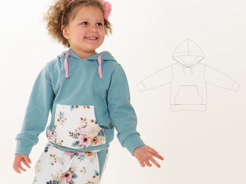 Kids Hoodie Sewing Pattern – Lined Hood or Shawl Collar PDF (12M–11Y)