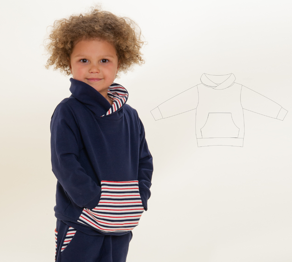 Kinderhoodie FLY – Kapuze Schalkragen Datei 80/86–140/146