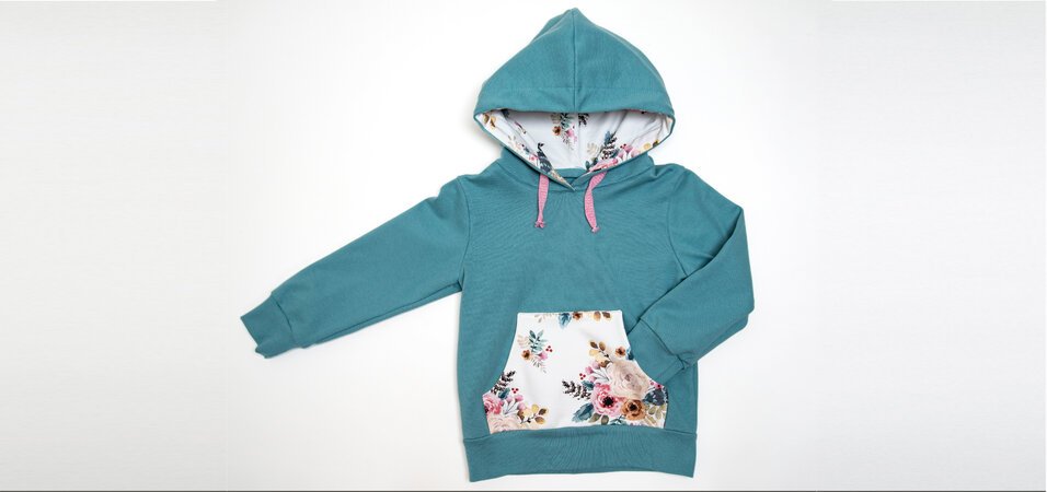 Schnittmuster Sweatshirt Hoodie für Mädchen + Junge mit Kapuze FLY