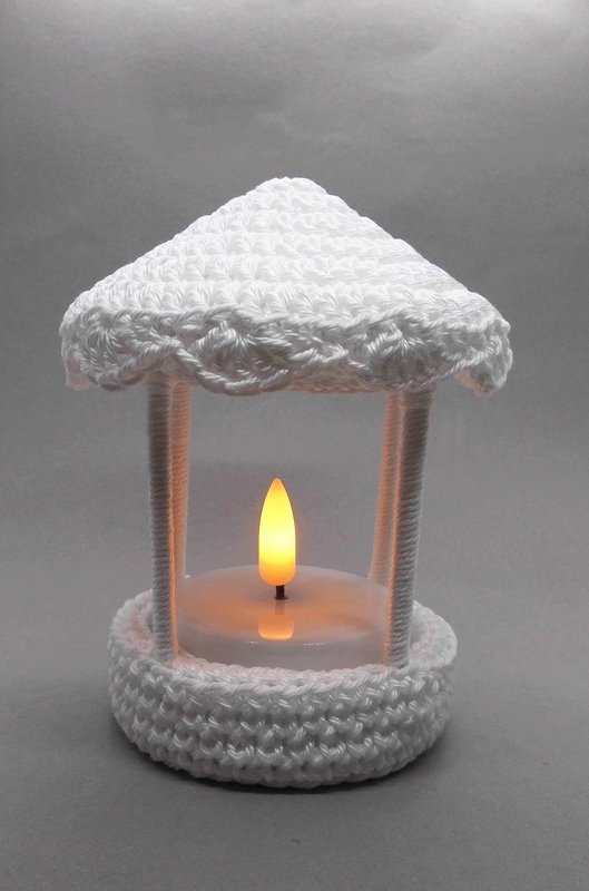 Häkel-Deko Teelichthalter Laterne - einfach aus Wollresten - Bild 6