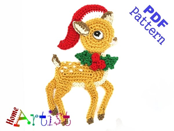 Pattern Reindeer 3 crochet applique