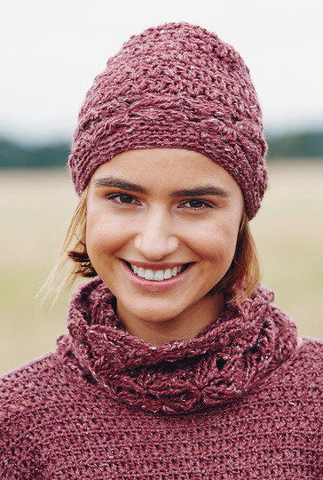 Häkelanleitung: Häkelpulli, Mütze und Loop und ausgefallenem Musterstreifen