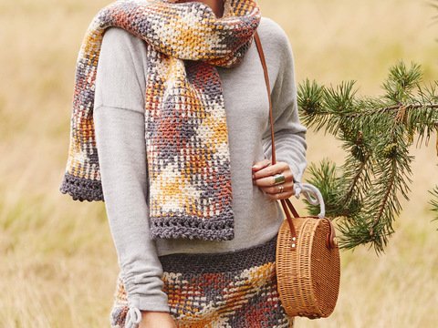 Häkelanleitung:Rock & Schal: Ein Karo, dass beim Häkeln von allein entsteht