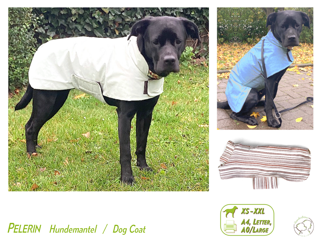PELERIN Dog Coat with lining, sizes XS–XXL, sewing pattern