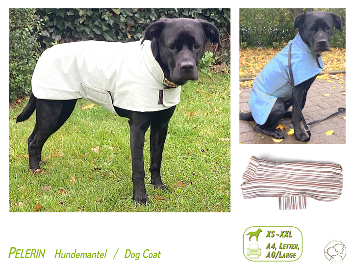 PELERIN Dog Coat with lining, sizes XS–XXL, sewing pattern