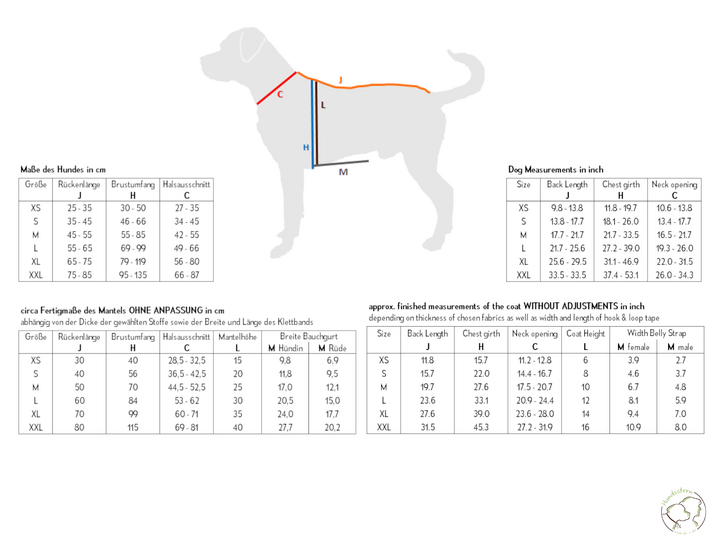 PELERIN Dog Coat with lining, sizes XS–XXL, sewing pattern