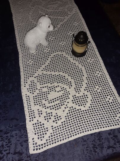 Tischläufer Weihnachten "Schneemann" häkeln