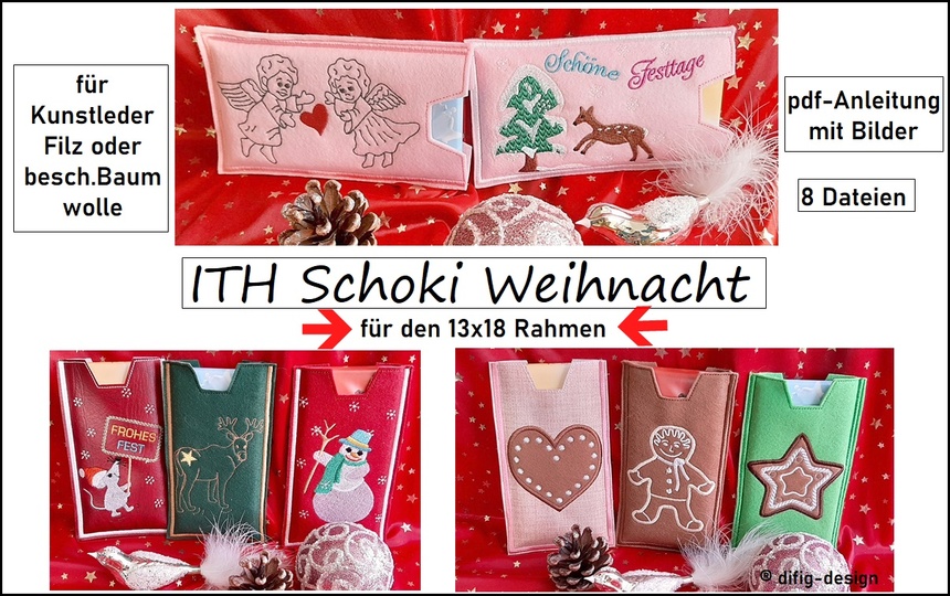 ITH Stickdateien Schoki Weihnacht für den 13x18 Rahmen