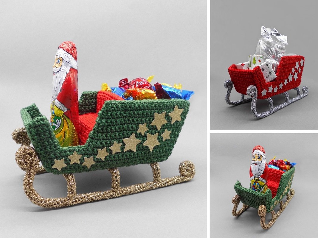 Crochet pattern sleigh Christmas decoration & gift - easy and versatile