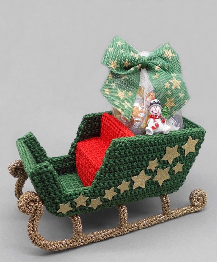 Crochet pattern sleigh Christmas decoration & gift - easy and versatile