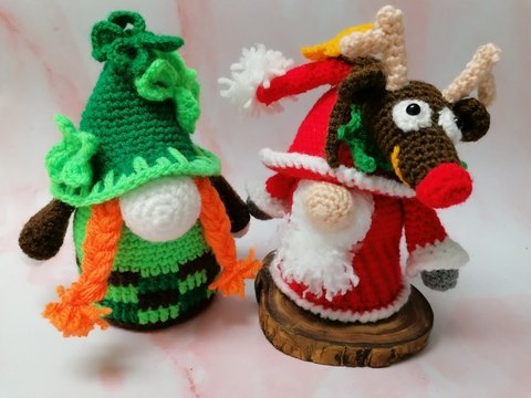 Anleitung Set – Kleine Gnome mit Glücksklee und Rentier