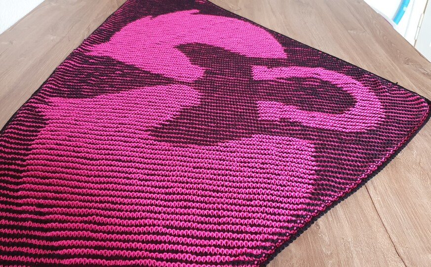 Horse, Shadow Knittin, Illusion Knitting, Motif Shawl