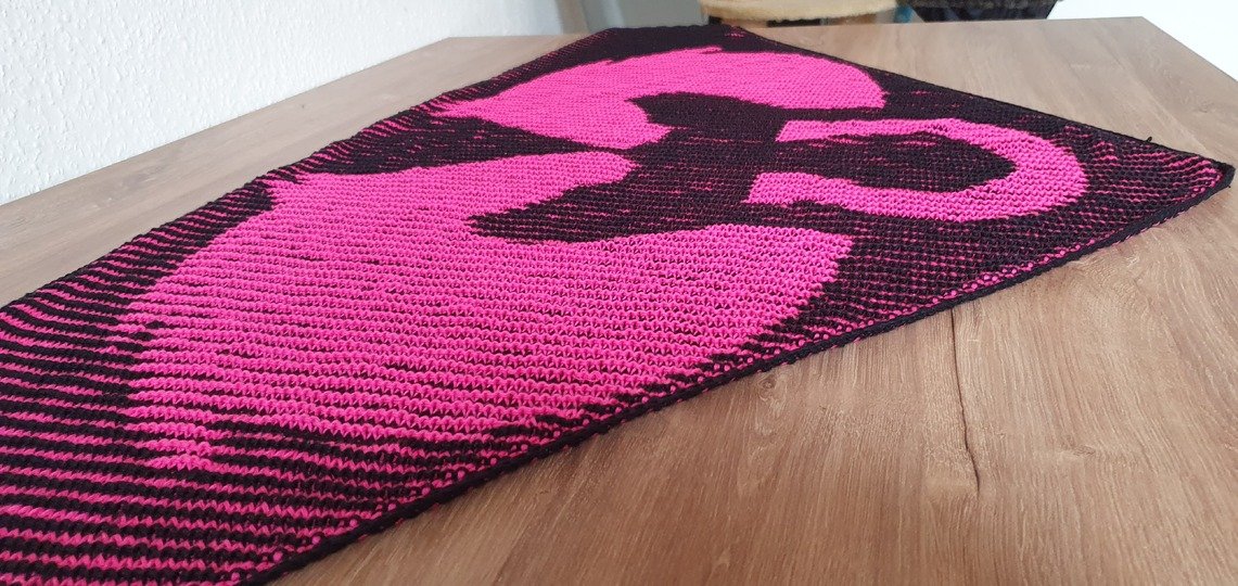 Horse, Shadow Knittin, Illusion Knitting, Motif Shawl