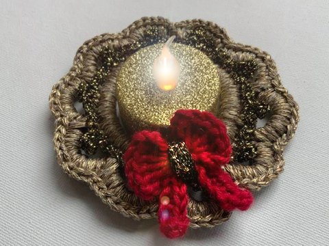 Teellichhalter oder kleiner Türkranz mit süßen Schleifen