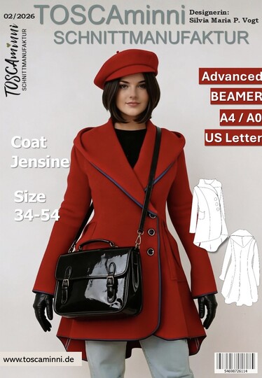 Pattern fitted coat for women EU size 34-54 | A-Line with hood