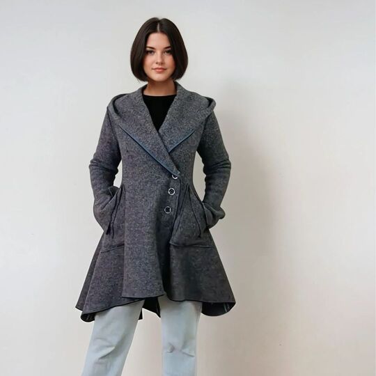 Schnittmuster Damenmantel Jensine Gr. 34-54 | A-Linie mit Kapuze