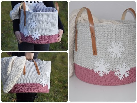 - SNOW - großer stabiler Häkelkorb /Spielzeugkorb, Wollkorb häkeln