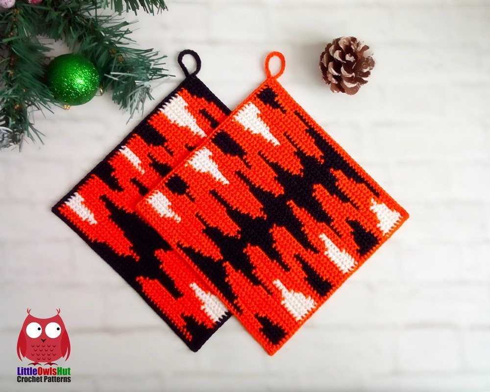 312 Crochet pattern Tiger motifs decor placemat potholder by Zabelina - Image 14