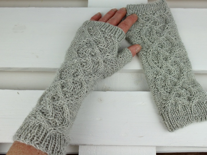 Fingerless Gloves Knitting Pattern PDF with Cable Design – Softly