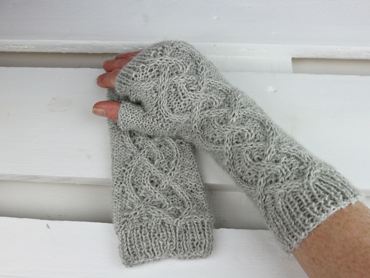 Fingerless Gloves Knitting Pattern PDF with Cable Design – Softly