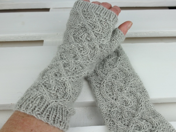 Fingerless Gloves Knitting Pattern PDF with Cable Design – Softly
