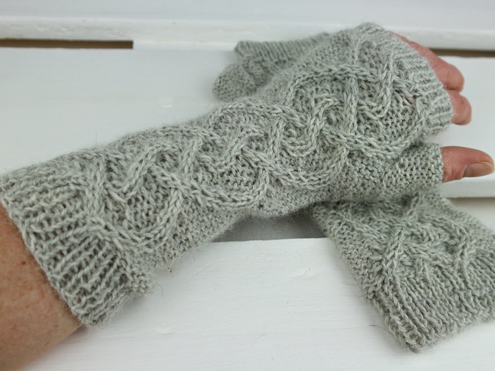 Fingerless Gloves Knitting Pattern PDF with Cable Design – Softly