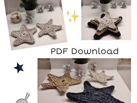 Häkelanleitung Stern Untersetzer 2 Varianten