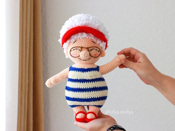 Granny, Sailor's wifey Crochet pattern (Mrs. Claus on vacation)
