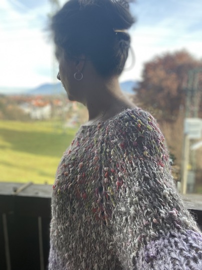 Strickanleitung Wohnpulli Parrot (RVO, ohne Nähte)