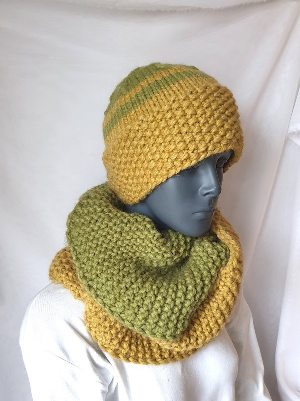 Strickanleitung Winterset Grobstrick, Loop, Mütze