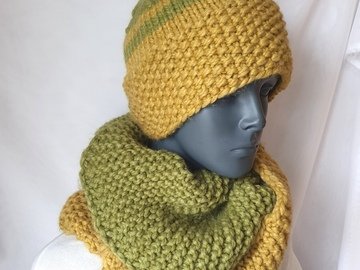 Strickanleitung Winterset Grobstrick, Loop, Mütze