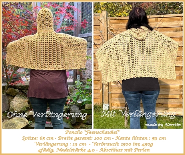 Poncho "Feenschaukeln" in 2 Formen, für alle Größen geeignet