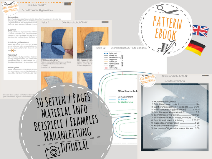 Oven glove, Whale "FINN" pattern + photo tutorial