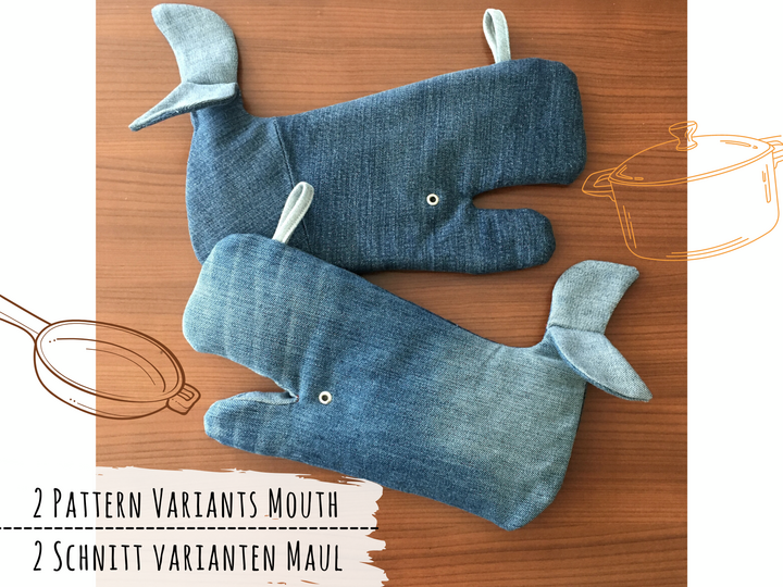 Oven glove, Whale "FINN" pattern + photo tutorial